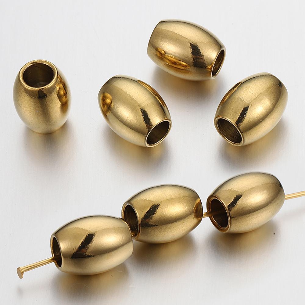 20pcs Stainless Steel Gold Color Oval Cylinder Spacer Loose Bead for DIY Bracelets Necklace Jewelry Making Beads Charm