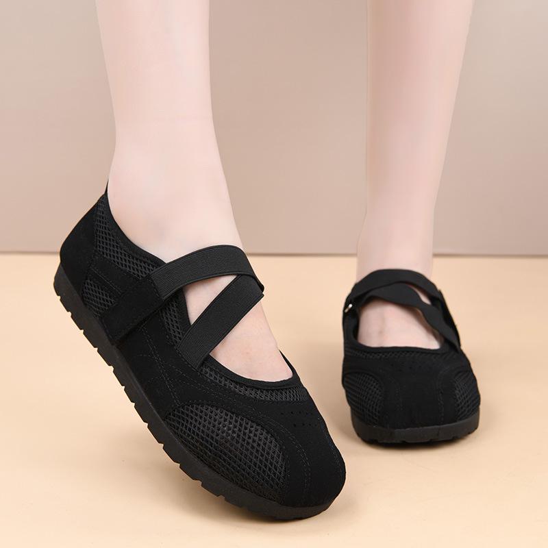 

2026 Summer New Mary Jane Mesh Slip-On Shoes for Middle-Aged and Elderly Women - Breathable, Thin Sole Casual Footwear 40 чёрный