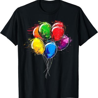 Camiseta con Pintura de Globos, Arte, Motivo Colorido, Obra de Arte