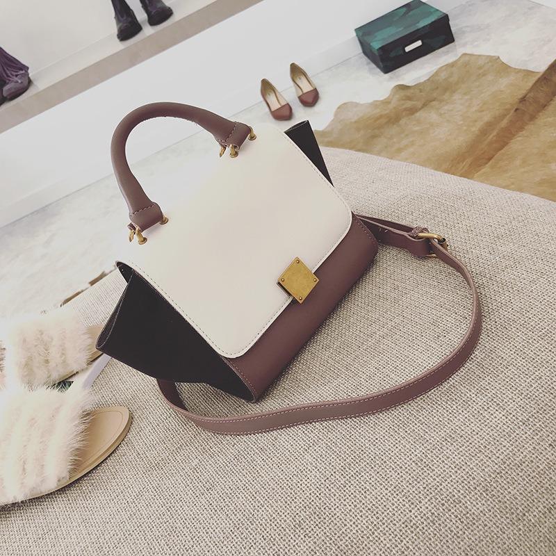 

Niche wing bag plus splicing contrasting color personalized handbag wind shoulder messenger bag custom 22cmX12X18 фіолетовий