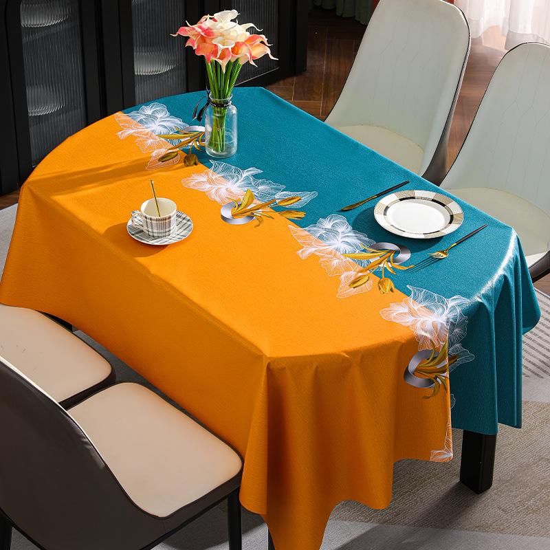 Light Luxury High-End Oval Pvc Tablecloth Household Waterproof And Oil-Proof Tablecloth Coffee Table Cloth