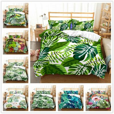 Fundas nórdicas tropicales tamaño queen, juego de funda nórdica de lujo con diseño de selva tropical, juego de funda nórdica con hojas de palmera y plantas verdes tamaño king y twin.