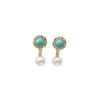 Zhuji Vintage Court Turquoise Freshwater Pearl Earrings with Micro-Paved Zircon