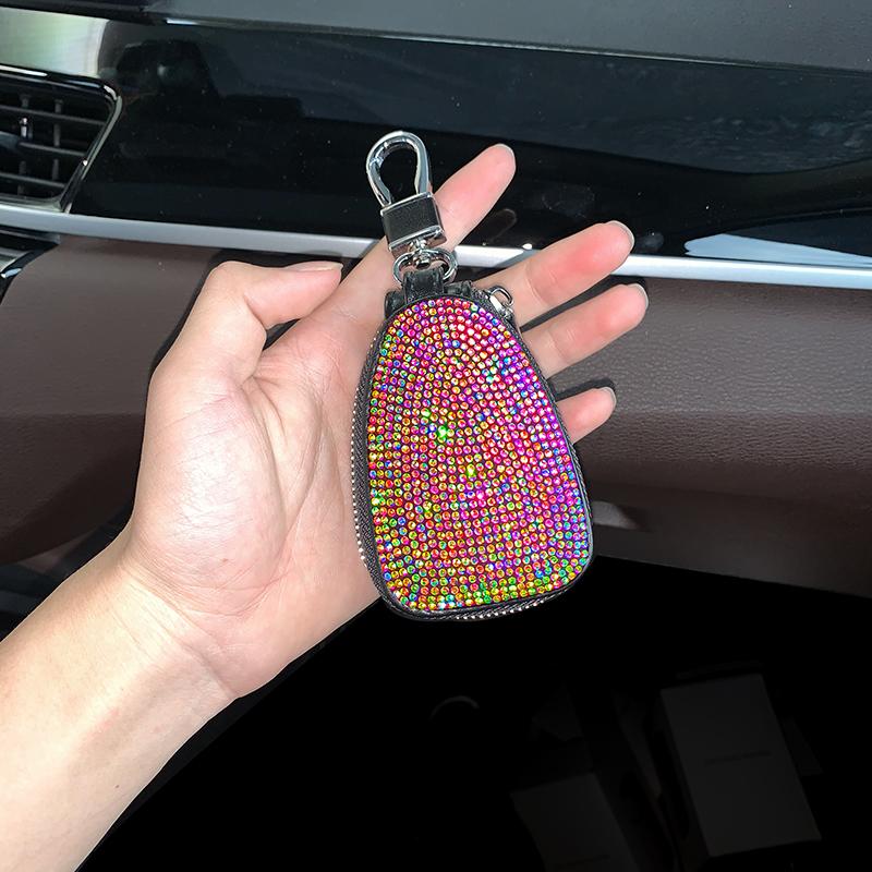 Lesklý diamantový křišťálový kryt na klíče do auta Úložné pouzdro Přívěsek na klíče Pouzdro na klíče Peněženka Bling Auto Decor Autopříslušenství pro ženy Dívky