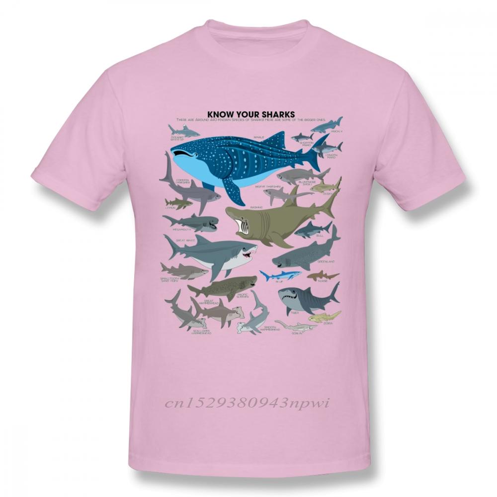 Marine Organisms Sharks T Shirt For Man Vintage Style Short Sleeve Organic Cotton Big Size Camiseta Tee Shirt