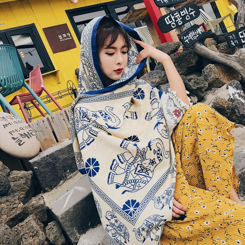 Fashions 90x180cm Twill Cotton Pareo Beach Cover-Ups Women Large Beach Dress Bikini Bathing Swimwear Cover Up Sarong Wrap Scarf