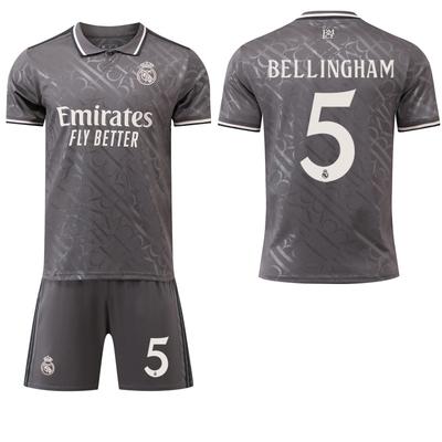 2024 Real Madrid 2nd Away Grey Jersey #9 Mbappé #5 Bellingham #7 Vinícius Football Jerseys