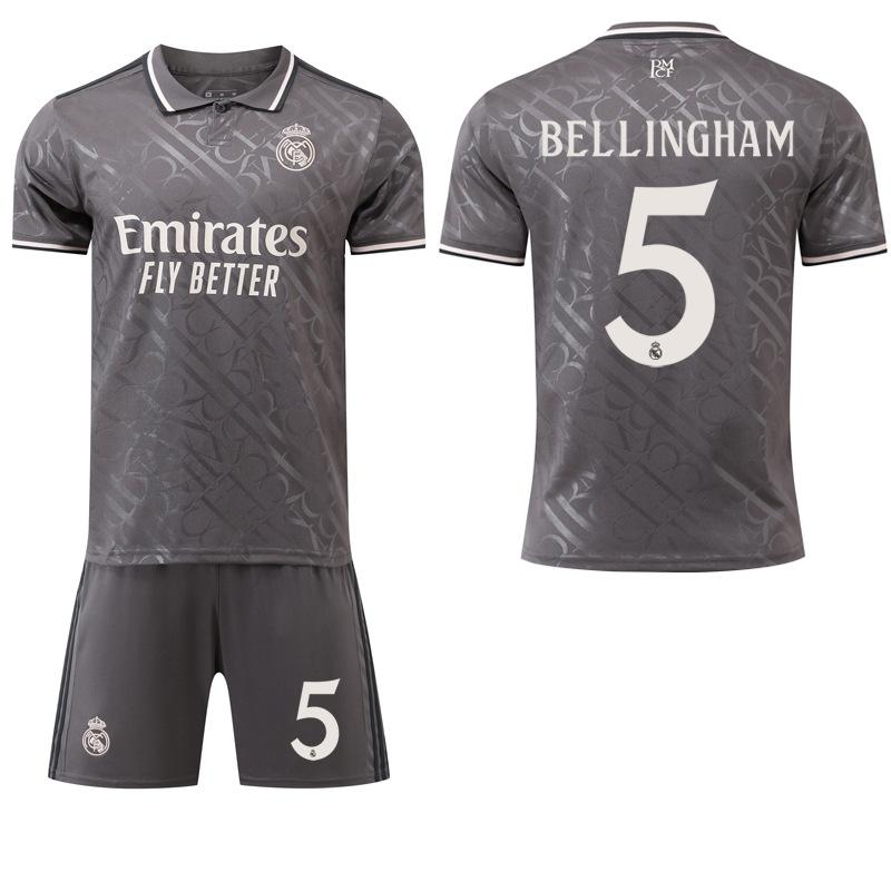 2024 Реал Мадрид 2-га виїзна сіра футболка #9 Мбаппе #5 Беллінгем #7 Вінісіус Футбольні футболки