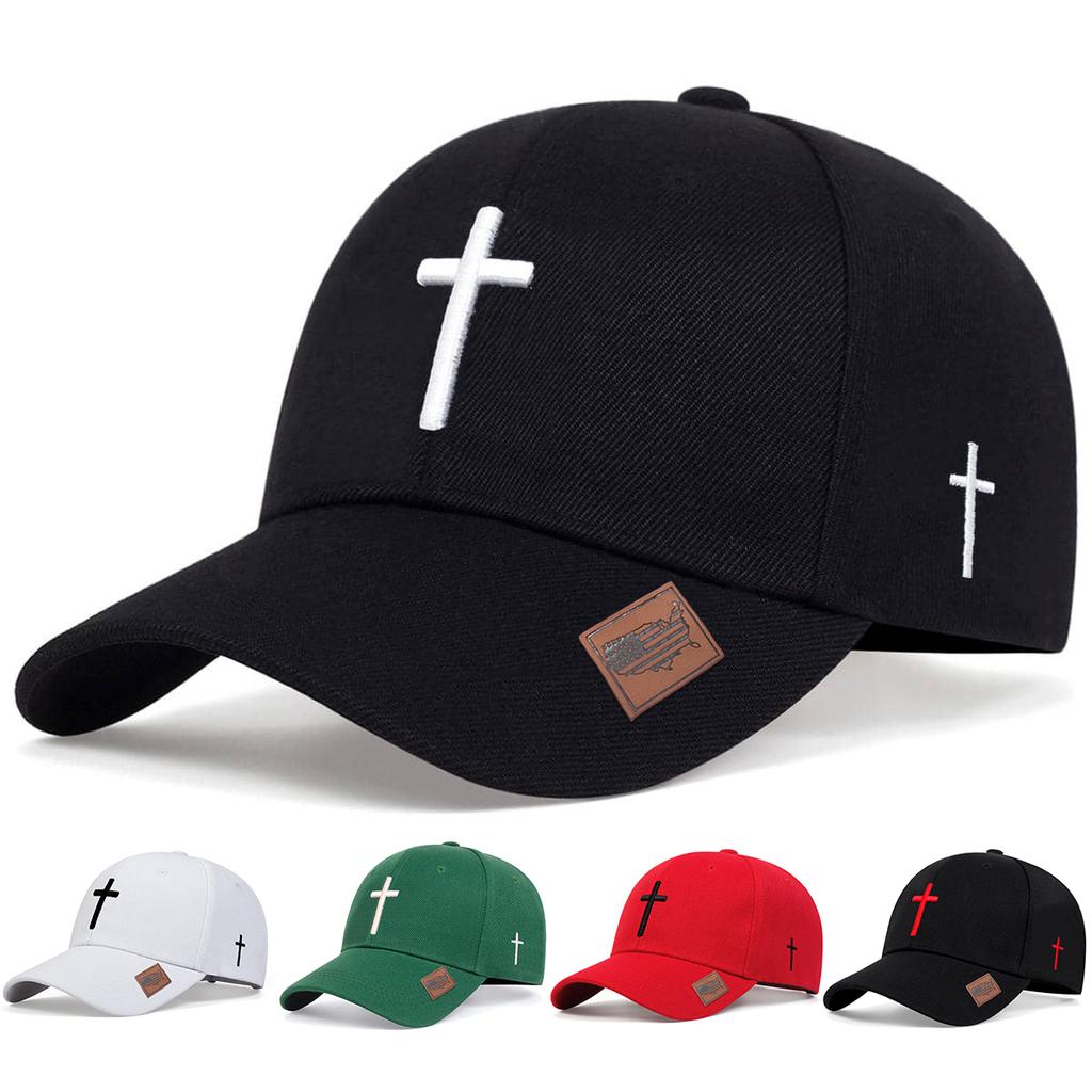 Unisex Cross Embroidery American Flag Label Baseball Caps Adjustable Casual Hats Spring and Autumn Outdoor Sunscreen Hat