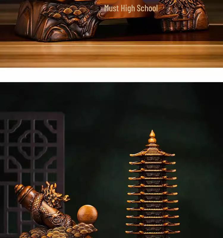 Golden Thirteen-Layer Wenchang Pagoda Figurine