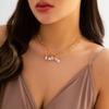 Smycken, enkelt tunnkedjigt geometriskt kombinationshalsband, kreativt vattendroppe flerskikts heldiamanthalsband för kvinnor