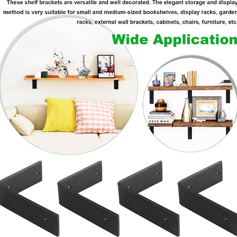 4 Pieces Wall Shelf Brackets for Shelves,90 Degree Metal Wall Support Corner Brace,Heavy Duty Shelf Supports, L Shape Right Angle Bracket  (150x250mm)