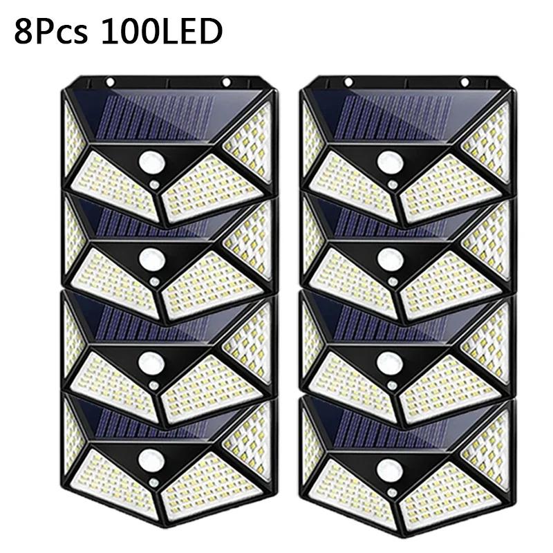 4/6/8PCS 100 LED Wall Lights Outdoor Waterproof Solar Lamp PIR Motion Sensor Solar Powered Street Light for Garden Decoration