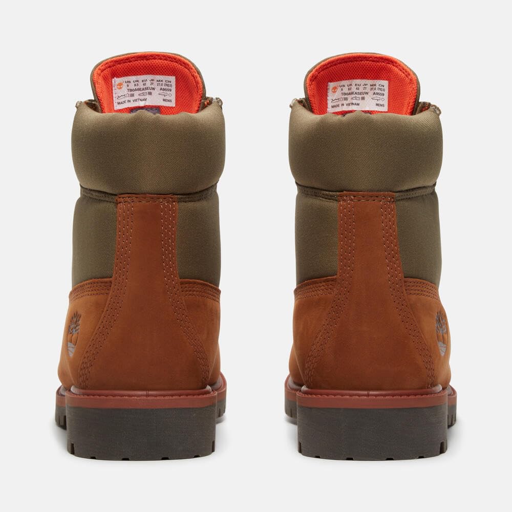 Timberland Heritage 6-Inch Waterproof Boots (Men’s / MD Brown Nubuck W/ Green / Wide) 25.5 Cm / US 7.5 / W