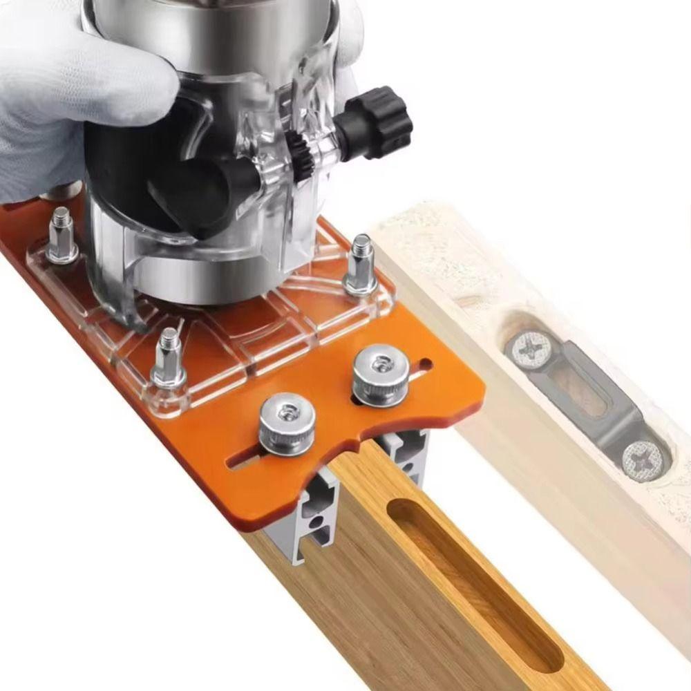 Adjustable 2 in 1 Router Base Woodworking Slotting Bracket Durable Router Slotting Locator  Wood