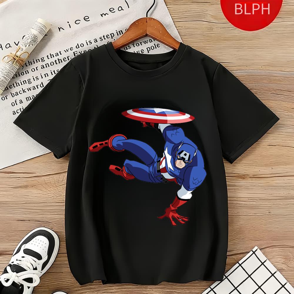 

Summer Fashion Cartoon Captain America Children s T-Shirt Boys and Girls Avengers Short Sleeve Casual Shirt 100