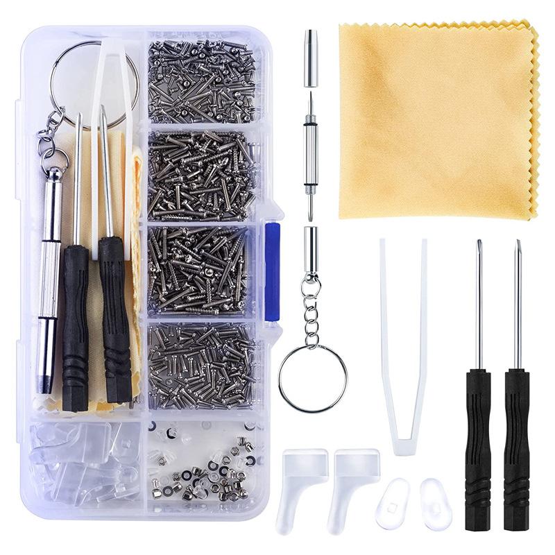 

500 Pcs With Screws Nose Pads Ear Hooks Screwdriver Nuts Optical Parts Assorted Eyeglasses Sunglass Repair Tool Kits серебряный