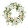Floral Twig Wreath 16 Inch Handmade Artificial Flowers Garland Front Door (Pink)