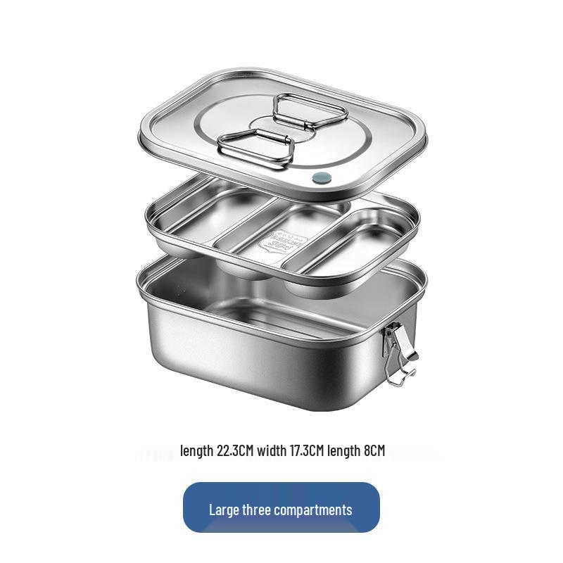 304 Stainless Steel Bento Lunch Box with Lid & Handle - Portable, Sealed Meal Container for Students & Office Workers