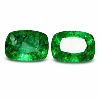 CERTIFIED Natural Green Emerald 18.40 Ct Cushion Cut Pair Loose Gemstone