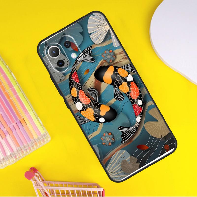 Koi Carp Fish Yin Yang Cover For Xiaomi 14 Ultra 13 11T 12T 13T 14T Pro POCO X7 X6 Pro X3 X5 F3 F5 M6 F6 Pro Case
