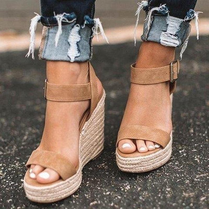 Summer Ladies Shoes Platform Sandals Women Comfortable Wedges High Heels Pumps Sandalia Espadrilles Female Summer Plus Size 43