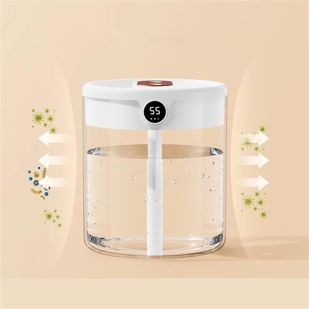 New 2L Double Spray Humidifier Atomizer Usb Large Capacity Home Mute Bedroom Office Night Light Digital Display Humidifier
