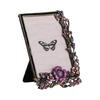 Cornice per Foto in Metallo Antico Decorata con Fiori Smaltati Colorati e Motivo di Uccelli Cornice da Tavolo per Foto Cornice Regalo