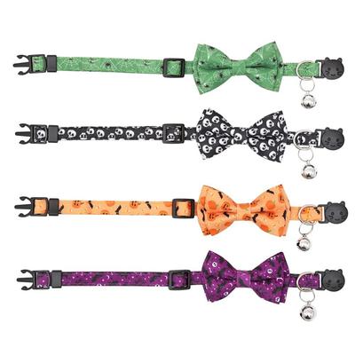 Halloween Pet Bow Tie Collar Elastic Adjustable Necktie with Bell Pendant Cat Dog Kitten Puppy Accessories Cat Harness