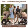 Infant Stroller 2-In-1 Convertible Baby with Bassinet Mode, Adjustable Canopy Reversible Seat Foldable Newborn Pram Pushchair, High Landscape Travel
