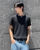Ousa Henley Neck Short Sleeve Knit 2 Colors