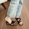 Thick-soled square head with cool slippers for women wearing summer retro temperament open-toed sandals for women