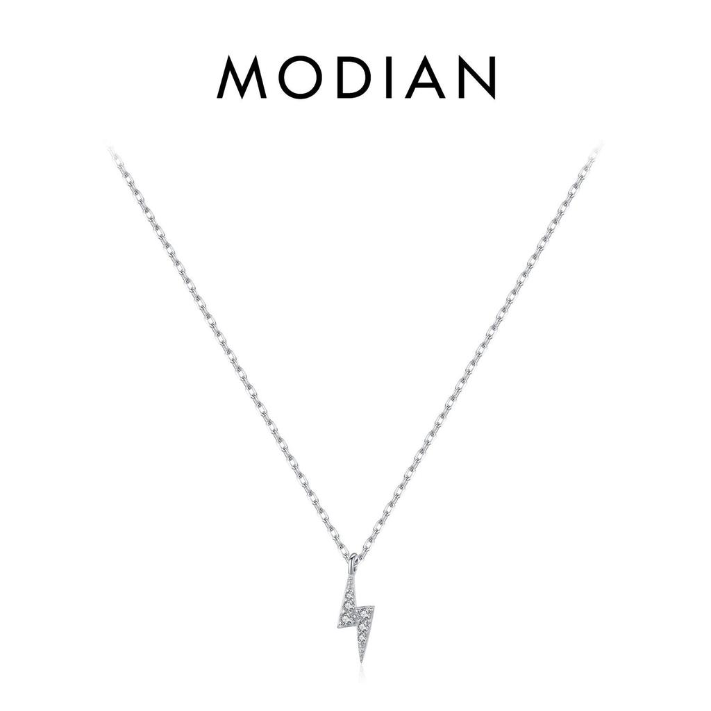 MODIAN 925 Sterling Silver Tiny Lightning Pendant Necklace Stackable Trendy Neck Chain For Women Girls Party Gift Fine Jewelry