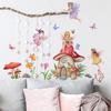 cartoon mushroom castle wall sticker for nursery self adhesive kids room cute fairy wall decal