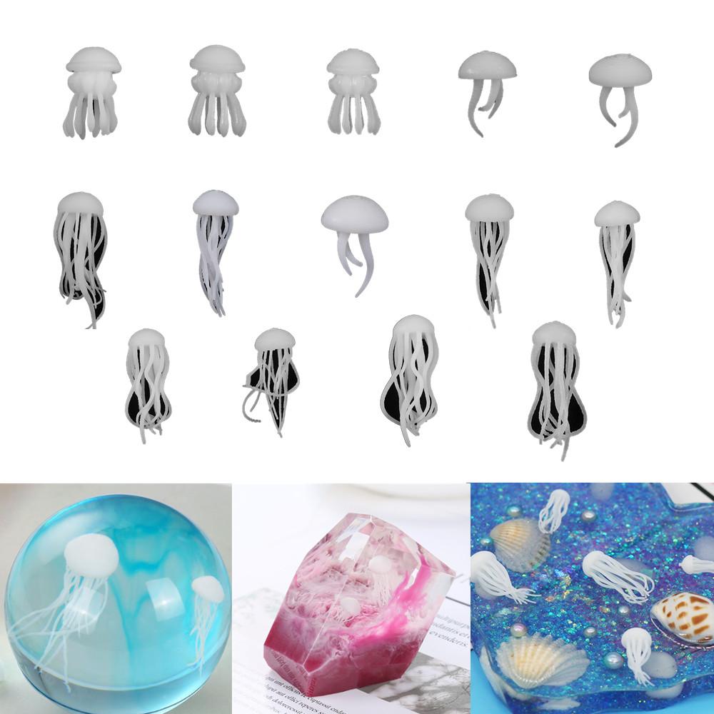 1-5Pcs 3D Mini Jellyfish Model Crystal Ocean Resin Modeling Filler For DIY Crafts Jewelry Fillings Decorations Materials