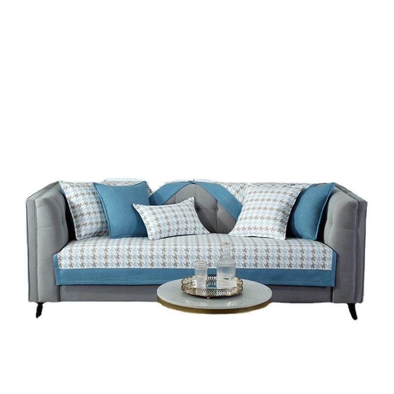 Ganzjahres Chenille Leichter Luxus Hahnentritt Sofakissen Einfache breite Kante Verschleißfester Sofakissenbezug