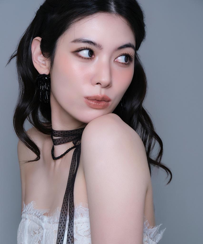 Reve Black Dot Lace Scarf & Onyx Necklace [3-Way]