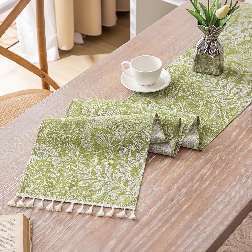 Green Plant Table Runner, Fresh and Natural StyleTable Decoration,Dining Room Party ChristmasRestaurant Modern Decor Supplies