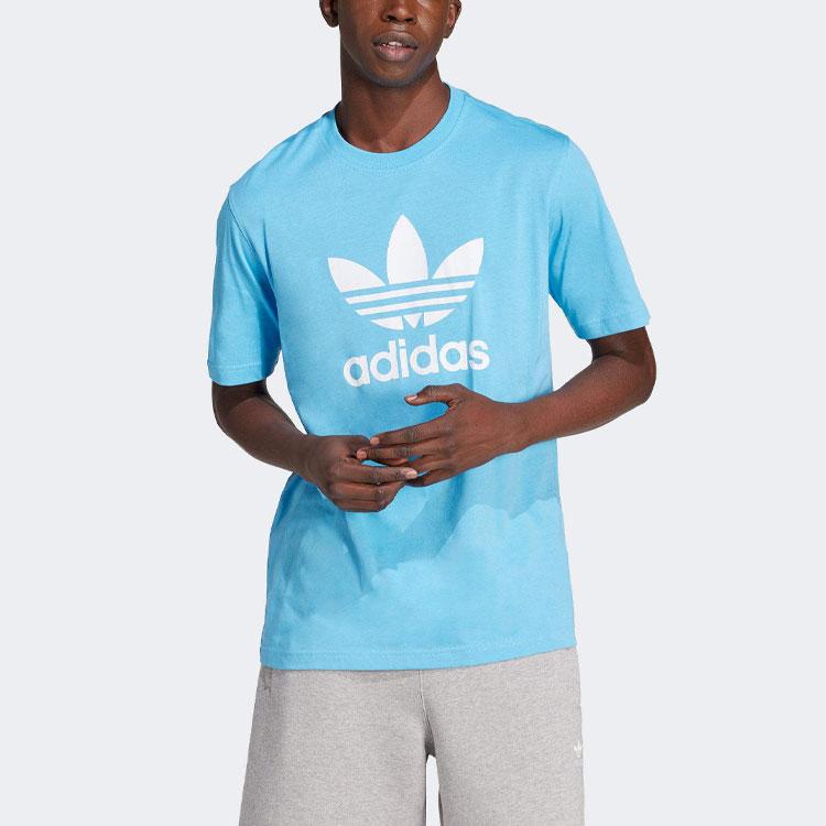 Adidas Originals Adicolor Alphabet Logo Print Crew Neck T-Shirt Men Tops Blue IR7980