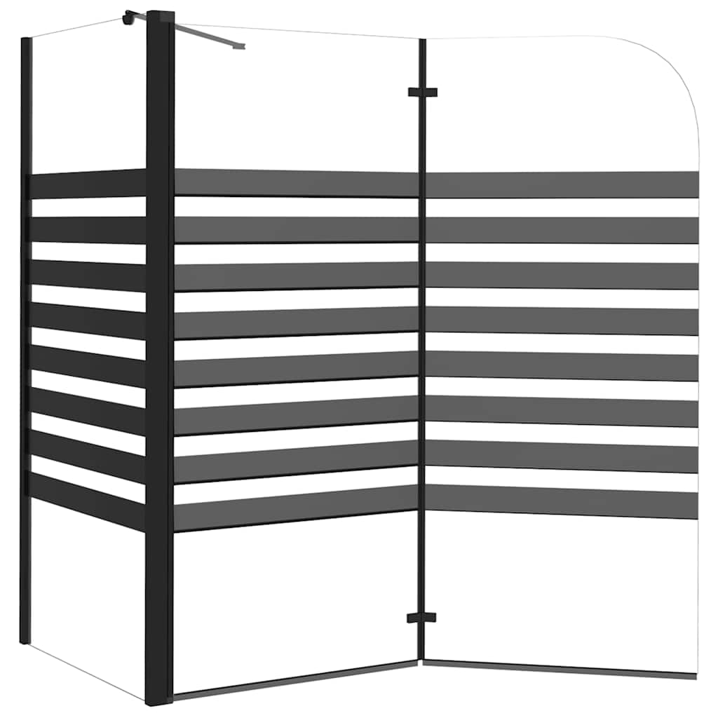 Vidaxl Striped Bathtub Screen, 120X68X130 Cm, Tempered Glass