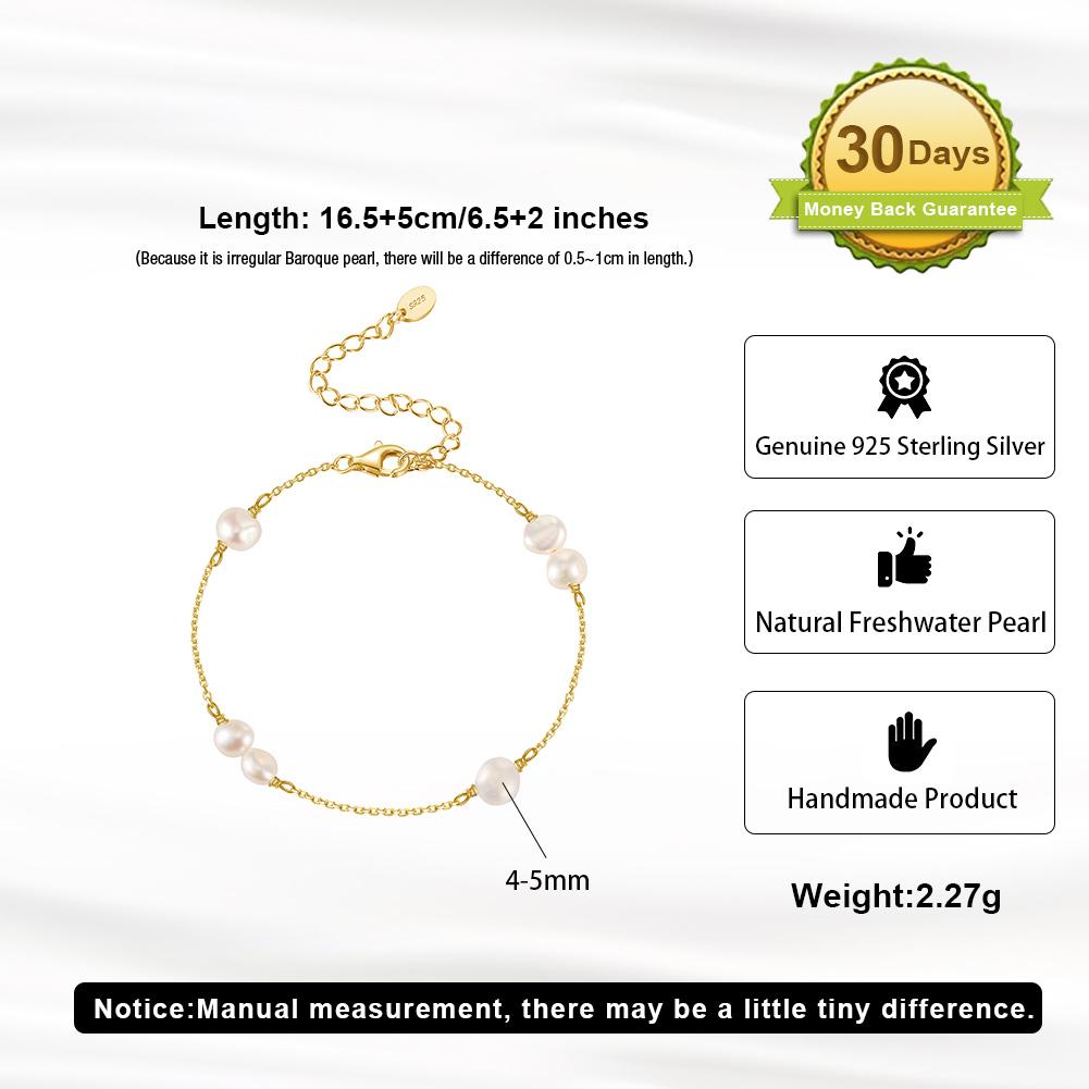Bracelet Jewelry Made of 925 Sterling Silver Ethnic Handmade Bangle Authentic Fine Silver Chain With Pearl