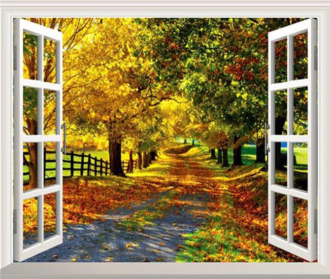 

RUOPOTY DIY картина по номерам, окно, пейзаж, настенное искусство, ручная роспись, уникальный подарок, картина по номерам, дерево для гостиной 40x50cm NO Frame