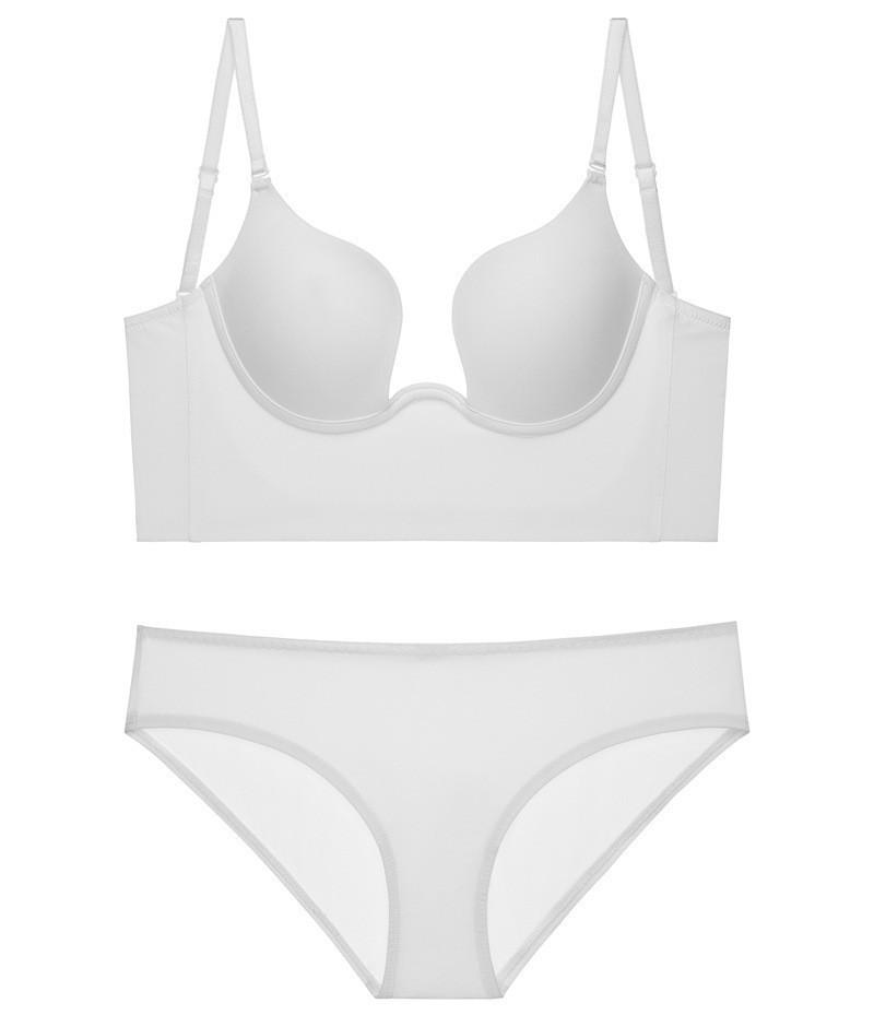 

Бесшовный большой бюстгальтер-халтер U-образной формы с гладкой поверхностью, собирающее нижнее белье для маленькой груди, сексуальный невидимый бюстгальтер с вырезом под шею 70A белый