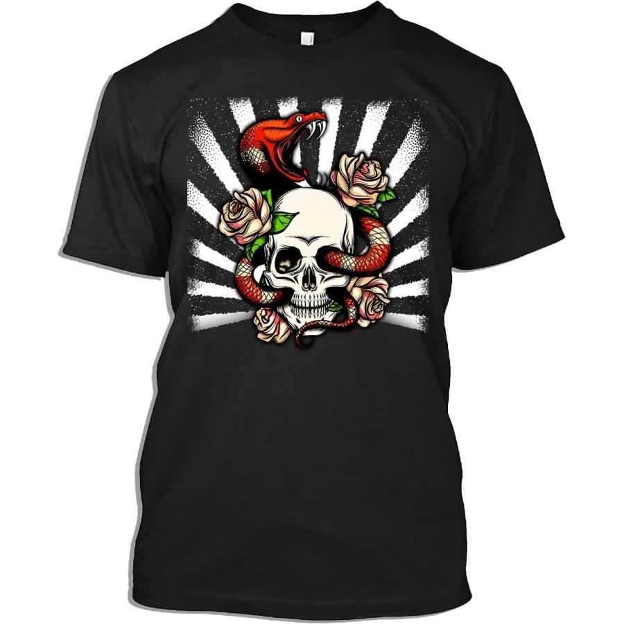 

Cobra Snake Skull Rose T-Shirt Vintage Skull Red Rose Gothic and Cobra Snake Drawing Art Gift T-Shirt for Men Women, Black, X-Large XXXXXL чорний