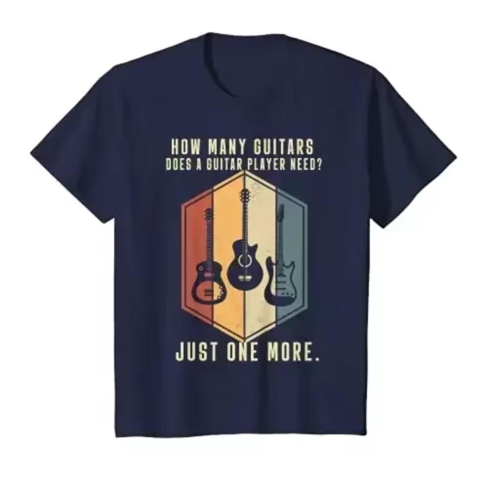 How Many Guitars Gifts for Men Guitar Players Music Vintage T-Shirt Graphic T Shirts Daily Four Seasons Tees O-Neck