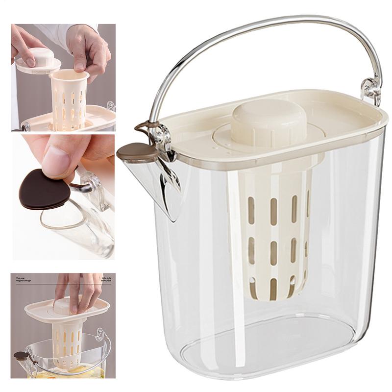 Water Pitcher For Fridge Cold Drinking Beverage Jar Pitcher PET Water Mix Drinks Jug Lemonade Pitching Kettle With Handle For