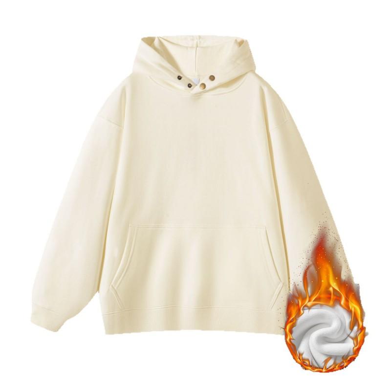 500GSM Heavyweight Cotton Hoodie Men Fleece Lined Winter Sweatshirt Casual Streetwear