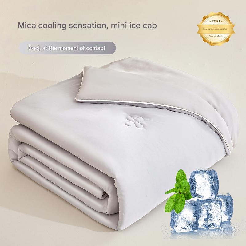 Super Soft Cooling Quilt Summer Cool Quilt Skin Friendly Quilt Air Condition Comforter Solid Ice Silk Cool Blanket Thin Quilt for Bed
