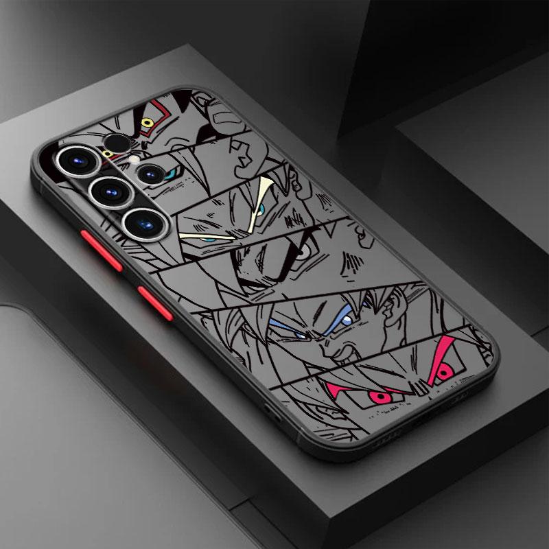 Phone Case for Samsung Galaxy S22 Plus S24 S25 S21 S23 Ultra S20 S21 FE S10 S9 Note 20 10 Black Edge Shell Goku Dragon Ball