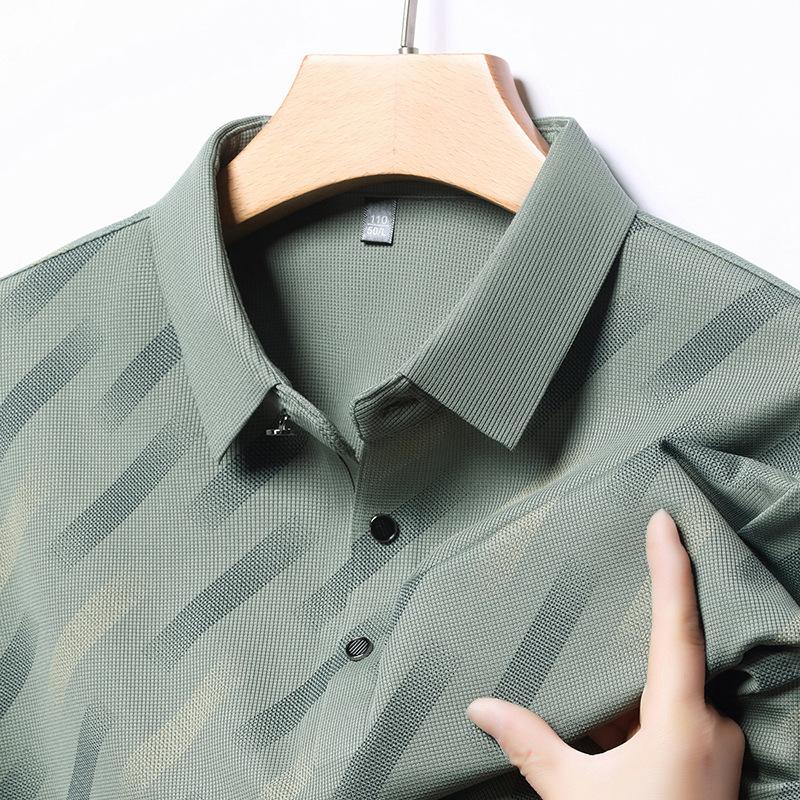 Short-sleeved Lead T-shirt Summer Thin Casual Half-sleeved Color Matching Lapel Polo Shirt Men's Dad Clothes